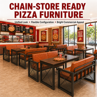 Ensemble de mobilier pour restaurant de pizzas avec banquette et table à manger pour espaces de restauration rapide, QSR, pizzeria, café et espaces de restauration commerciaux