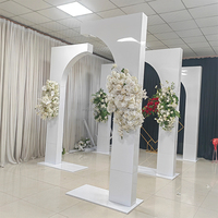 Arche de mariage incurvée en métal blanc, ensemble de 6 pièces, support d'arche d'entrée pour mariage en extérieur, accessoire de décoration de scène florale