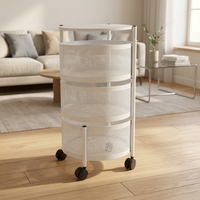 Chariot de rangement mobile haut de gamme à 3 niveaux pour cuisine, avec 4 roues