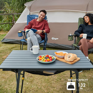 <span class=keywords><strong>Table</strong></span> de pique-nique pliable portable d'extérieur <span class=keywords><strong>avec</strong></span> hauteur réglable, plateau en aluminium enroulable et couche de maille - Product Image 6