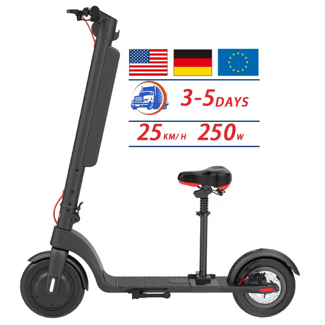 US EU Warehouse X8 Model Silver Adult Electric Scooter 2 Wheels Portable Folding Design Finance Stand Cheap Sale Including Seat