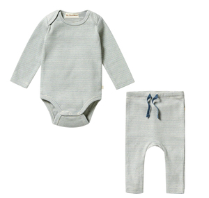 100% algodón manga larga ropa de bebé pijama traje ropa de niño pantalones largos cuello envolvente mamelucos de bebé mono conjunto de 2 piezas - Product Image 1