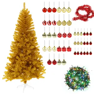Factory Directly Sale PVC Branch Tips Christmas Tree Yellow Color Artificial Xmas Tree For Home Decoration