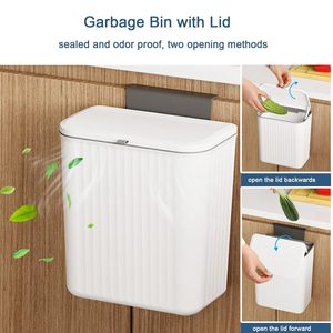 Poubelle à compost suspendue pour cuisine avec couvercle, poubelle à compost en acier inoxydable, poubelle murale pour cuisine intérieure - Product Image 3