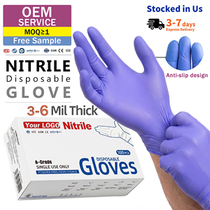 Disposable 4mil Ice Blue Nitrile Gloves Durable Fingertips Textured Industrial Tasks Anti-Impact Protective Latex Free Anti-Slip - Product Image 1