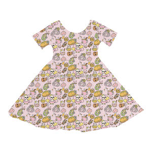 Vestido de bambú suave con estampado de lazos negros para niñas pequeñas Vestido de pijama bonito para niñas con patrón personalizado Suministro de fábrica - Product Image 6