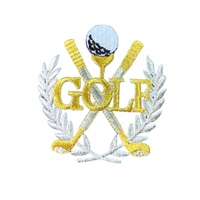 Parche Bordado de Golf Dorado de Lujo con Palos Cruzados, Insignia Termoadhesiva, Aplique Deportivo de Corona de Laurel Plateada para Camisetas Polo, Gorras y Decoración DIY