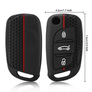 <span class=keywords><strong>Pour</strong></span> Citroën C2 C3 C4 C5 <span class=keywords><strong>DS4</strong></span> Peugeot 107 207 307 407 308 607 – <span class=keywords><strong>Housse</strong></span> de protection en silicone à 3 boutons <span class=keywords><strong>pour</strong></span> clé de voiture, étui de protection, porte-clés - Product Image 6