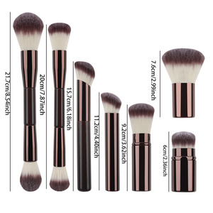 Hot-bán có thể thu vào đường viền nền tảng bột Blush bàn chải nhãn hiệu riêng 7-mảnh dual-đầu trang điểm bàn chải thiết lập cho khuôn mặt - Product Image 2