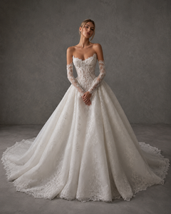 Ball Gown <strong>Wedding</strong> <strong>Dress</strong> Off Shoulder Long Sleeve Scalloped Basque Corset Lace Plus <strong>Size</strong> Princess Bridal Custom Factory - Product Image 2