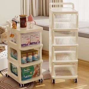 Carrito de almacenamiento con ruedas, cajones transparentes de 3 niveles para organización de dormitorio y sala de estar, tipo vertical de gran capacidad - Product Image 2