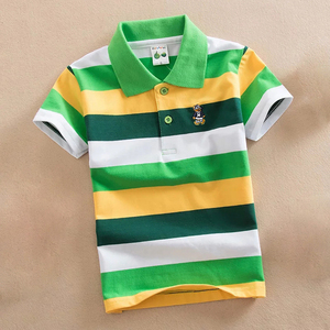 Vêtements d'é<span class=keywords><strong>t</strong></span>é pour enfants Cartoon Pattern Stripe Embroidery Kids School Uniform Tops Cotton Short Sleeve Polo <span class=keywords><strong>T</strong></span> <span class=keywords><strong>Shirt</strong></span> Boys Girls - Product Image 5