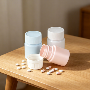 Botella de cápsulas a prueba de niños, hermética, de HDPE pastel, frasco de plástico vacío para almacenamiento de suplementos vitamínicos, tabletas, aceite de pescado y cápsulas blandas. - Product Image 2