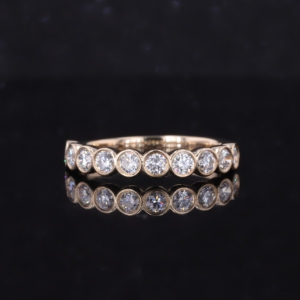 เครื่องประดับที่ดี starsgem 10K 14K สีเหลืองทองครึ่งนิรันดร์แหวน<span class=keywords><strong>แต่งงาน</strong></span>พลอยแหวนกลมตัดแล็บแหวนเพชร - Product Image 1