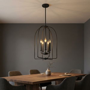 Colgante colgante de metal con jaula de latón AK con 5 luces en acabado negro de calidad superior para la decoración interior del hogar y el hotel - Product Image 2
