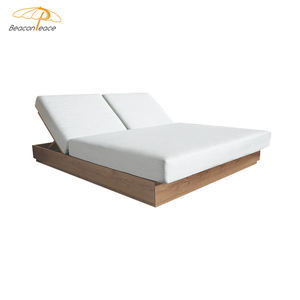 Loisirs bois couleur lit de jour mobilier d'extérieur canapé inclinable Double pliable Chaise longue en aluminium côté piscine <span class=keywords><strong>salon</strong></span> de soleil extérieur - Product Image 1