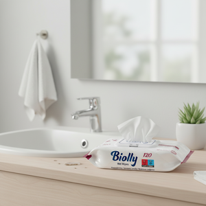 Lingettes humides Biolly 120 pièces pour soins quotidiens - Qualité supérieure, épaisseur accrue, toucher doux - Product Image 3