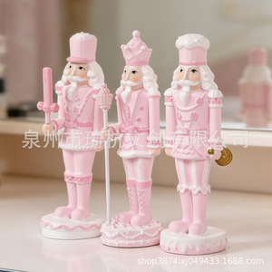 Figuras de Cascanueces de Resina Rosa de 6-6.9 Pulgadas, Decoración Navideña de Estilo Europeo para Sala de Estar, Decoración de Interiores, Regalo - Product Image 1
