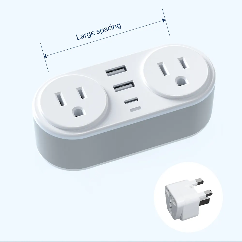 Trending 2500W Max Dual + C Outlets Transfer Socket 5 Port Universal todo en uno Adaptador de corriente de enchufe de viaje