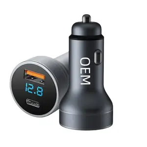 Wattbons Dual Car Charger Adapter QC 3.0 USB Tipo C 2 Portas Carregador Rápido DC Voltímetro 12V-24V IP65 Plug in Liga de Alumínio + PC