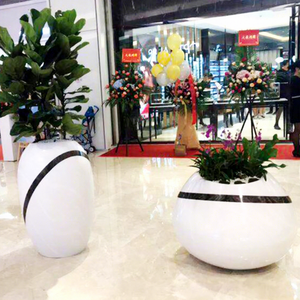 Fiberglass Flower Pots Circular <b>Floor</b>-<b>Standing</b> White Modern Design for Shopping-Mall Decorations outdoor furnitures - Product Image 3