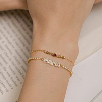 Dylam – pendentif Unique en lettres d'amour et d'amour avec Zircon rouge, Bracelets simples en argent Sterling 925 pour filles