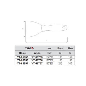 Copper Putty Knife YT-65651 Explosion Proof Industrial Grade Flat Blade Straight Edge Thickened Scraper - Product Image 4
