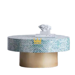 Mesa de Centro de Lujo Moderna Decorativa de Vietnam con Incrustaciones de Madreperla y Concha de Capiz, Diseño Redondo para Sala de Estar, Muebles para el Hogar - Product Image 4