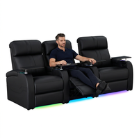 Canapé inclinable électrique intelligent extensible moderne en cuir véritable quatre places avec coussins en mousse à mémoire de forme et structure en bois pour home cinéma