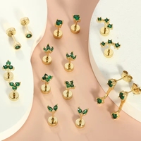 Piercing d'oreille hélix en titane ASTM F136, motif fleur, avec zircone cubique, à filetage interne et dos plat, pour cartilage, ODM