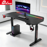 Bureau de jeu à hauteur réglable avec éclairage RGB, commande tactile, poste de travail ergonomique pour la maison et le bureau