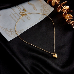 Collier polyvalent en acier inoxydable, style froid, avec chaîne simple et motif cœur, haut de gamme, pour les marchés européen et américain. - Product Image 2