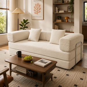 Elegante Sofá Cama Modular de Pana Verde, Sofá Plegable Comprimido con Respaldo Acolchado, Conjunto de Sofá Multifuncional - Product Image 5