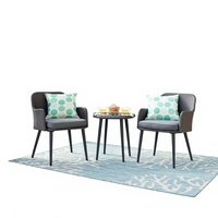 Meubles de jardin en rotin, table de bistrot extérieure française et 2 chaises, 1 ensemble en rotin tressé moderne