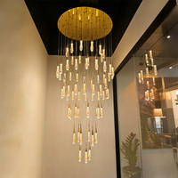 Lustre linéaire personnalisé en forme de goutte de pluie, villa, lampe de plafond moderne, cristal K9, luminaire suspendu LED pour décoration de mariage de luxe, escalier