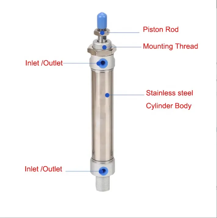 CHDLT MA Zylinder Airtac MA Airtac Typ Mini Kleiner pneumatischer Hochtemperatur-Luft zylinder aus rostfreiem Stahl