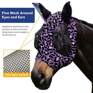 تسليم سريع تنفس ليوبارد طباعة الحصان ذبابة قناع مكافحة البعوض لوازم الفروسية بالجملة - Product Image 5