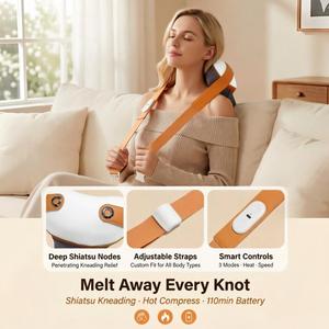 Masajeador Shiatsu Inalámbrico para Cuello y Hombros, con Terapia de Calor, para Hogar, Oficina y Viajes, Compatible con Personalización OEM - Product Image 3