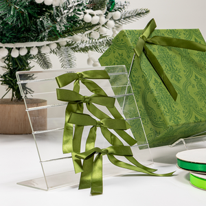 Noeuds en satin de haute qualité, vert premium, avec élastique, grande taille, noeuds artisanaux pour emballage cadeau, décoration de mariage, arbre de Noël - Product Image 1