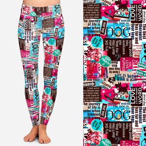 Chien chiot Slogans imprimé Leggings femmes taille haute Yoga beurre doux 92% Polyester 8% Spandex Leggings pour femmes - Product Image 1