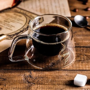 Một cà phê 200ml hai lớp thủy tinh trong suốt <span class=keywords><strong>Mug</strong></span> với xử lý bán buôn cho nước trà cà phê bong bóng trà cho các bên - Product Image 4