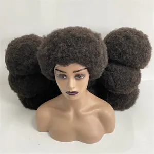 6inches Brazilian Virgin Human Hair 150% Density 4mm Root Afro Full Lace Wig for Black Woman