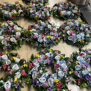 Coronas de Flores de Tela Baratas al por Mayor para Funerales, Corona de Rosas Artificiales Abiertas para Decoración Funeraria de Pascua - Product Image 5