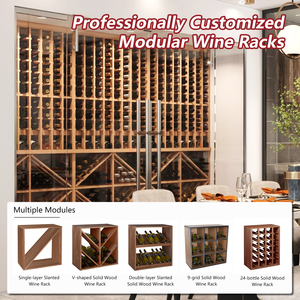 Vinoteca de Madera de Lujo, Botellero Personalizado, Sistema Modular de Exhibición de Vinos Montado en la Pared con Control de <span class=keywords><strong>Clima</strong></span> Inteligente Mediante Aplicación - Product Image 1
