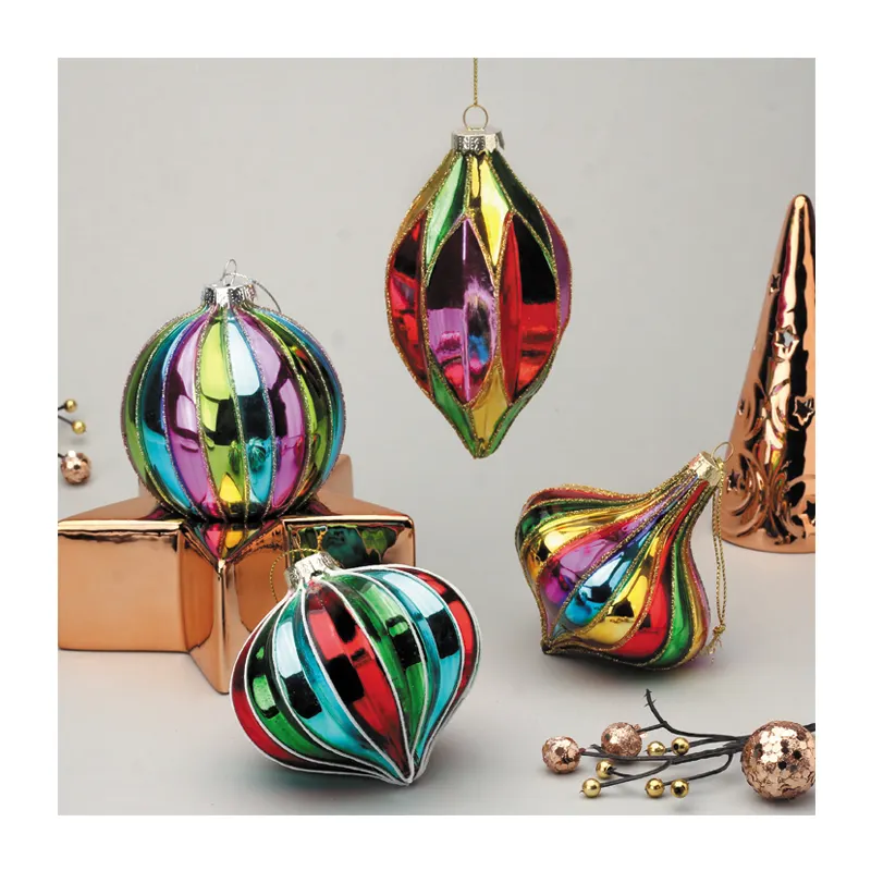Coloridas bolas de Navidad de vidrio pintadas a mano Adornos decoraciones adornos navideños artículos de Navidad