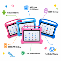 Tablet Infantil de 7 Pulgadas, Android 12, Quad Core, 2GB, 32GB, Dispositivo Educativo, Buen Precio, 365 Juegos de Aprendizaje para Niños, KidsTab