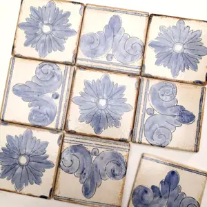 Blue French Antique Pattern Ceramic Tiles 100 Villa Apartment Decoration Restaurant Hotel Background Wall Handmade Bricks