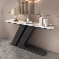 Console d'entrée murale en métal avec plateau en ardoise, design moderne et minimaliste de luxe pour la décoration de couloir