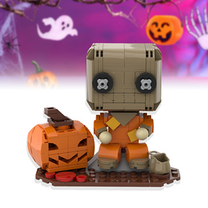 Bloques de Construcción de Personajes de Yute para Halloween, Adorno de Ladrillos para Ensamblar DIY con Calabaza y Cubo de Dulces, Decoración de Escritorio - Product Image 1