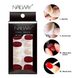 Prensa 3D de alta calidad para <span class=keywords><strong>uñas</strong></span>, cobertura completa, ovalada, color rojo <span class=keywords><strong>vino</strong></span> y dorado, purpurina, acrílica, para <span class=keywords><strong>diseños</strong></span> de <span class=keywords><strong>uñas</strong></span> artificiales - Product Image 5